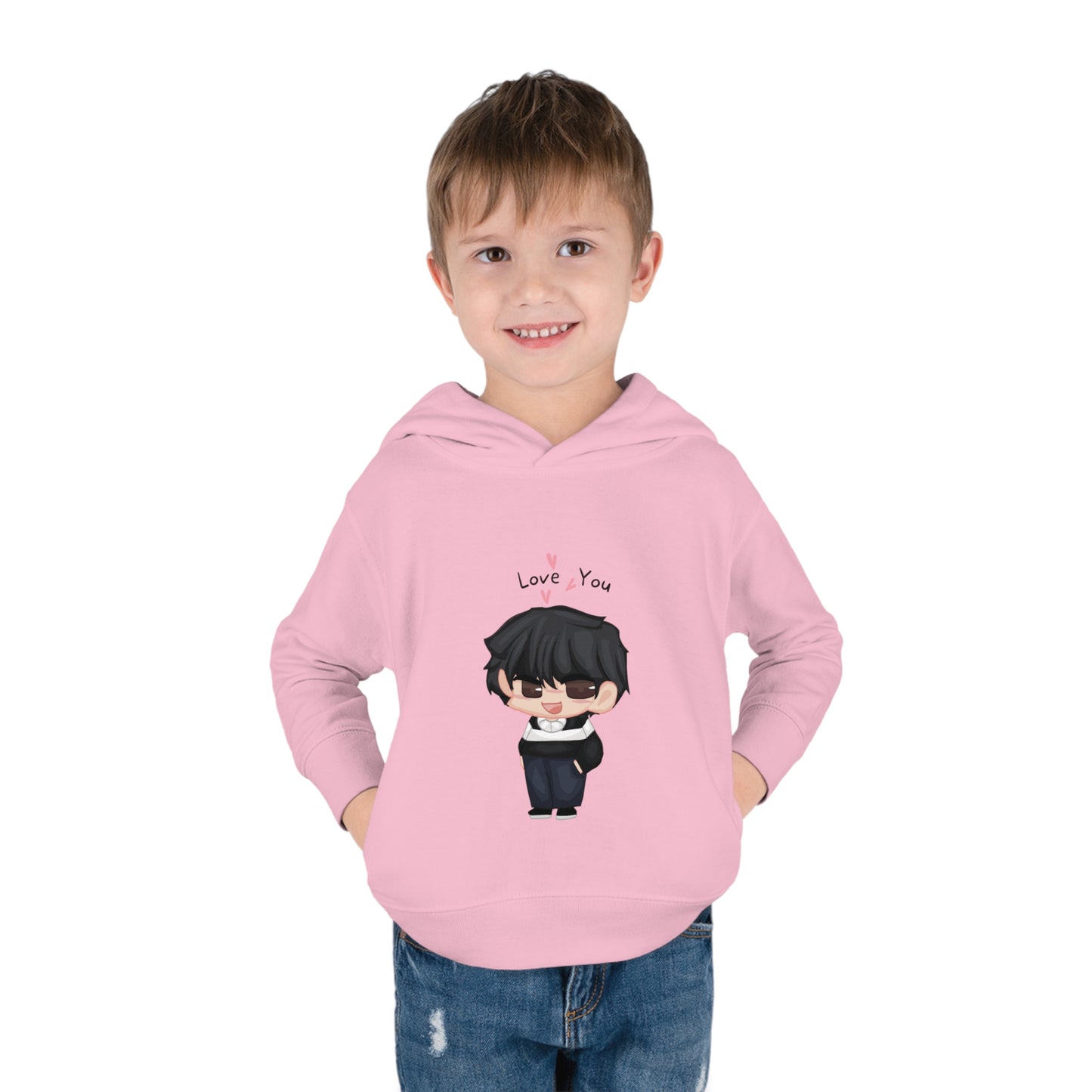 Toddler Pullover Fleece Hoodie - "Love You"