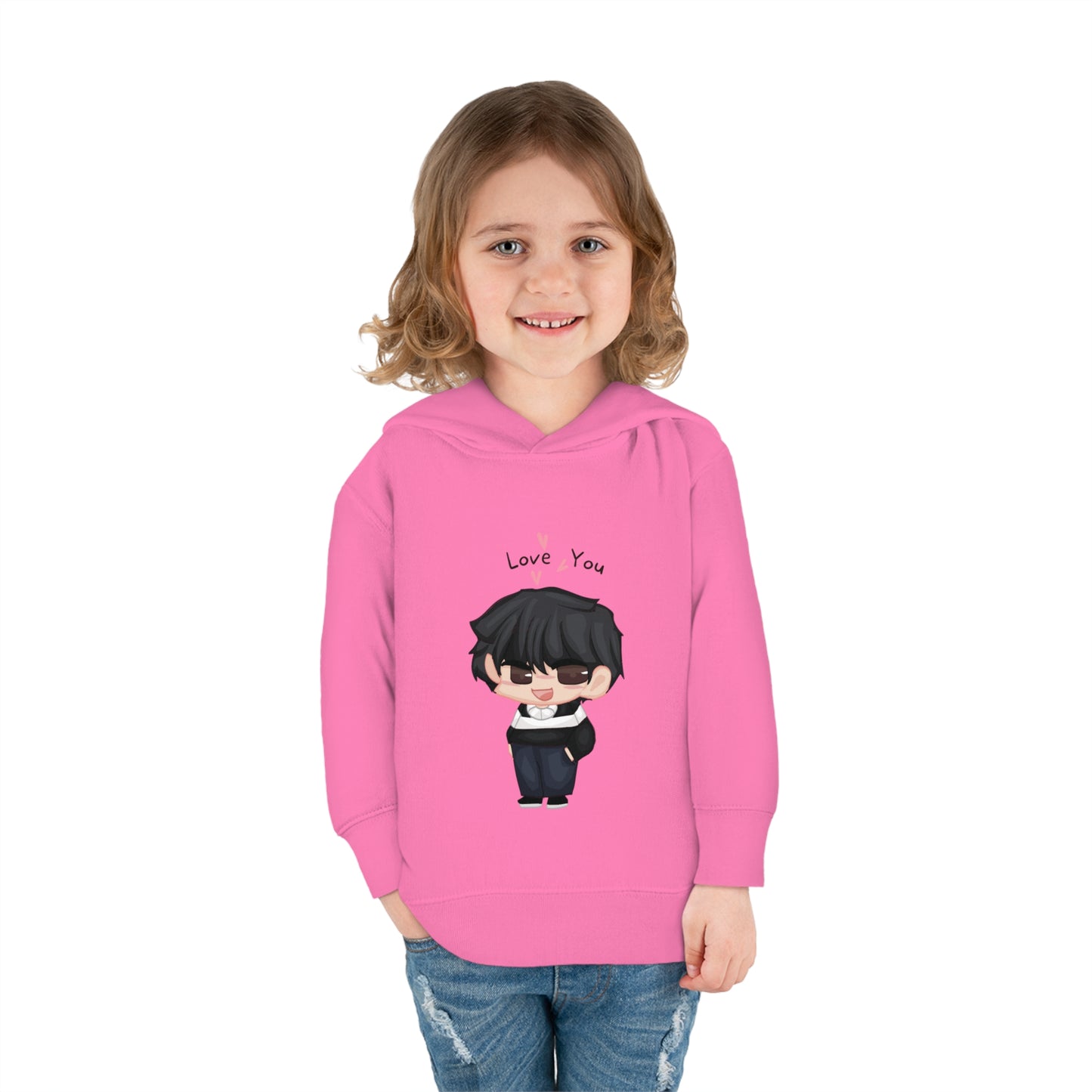 Toddler Pullover Fleece Hoodie - "Love You"