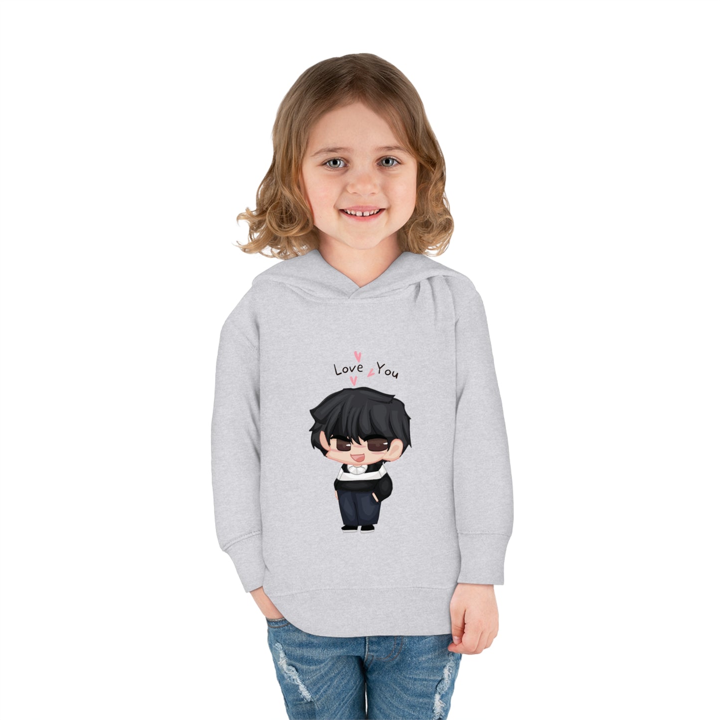 Toddler Pullover Fleece Hoodie - "Love You"